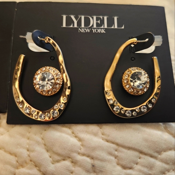 NWOT Lydell New York Earings Set Post Back Gold Tone Crystal 3 - Picture 2 of 3